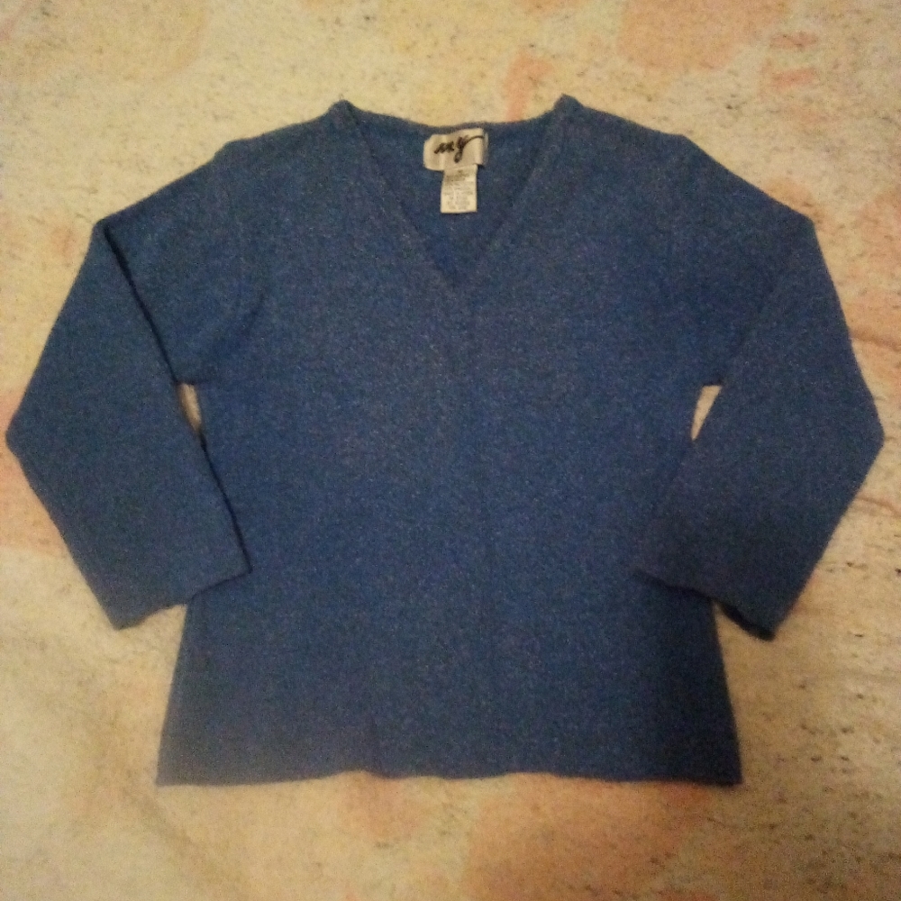 Vintage NXY blue women's long sleeve V-neck juniors sweater size medium
